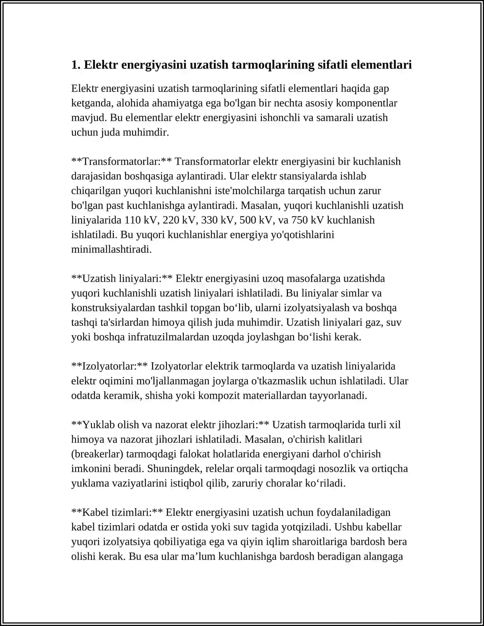 ELEKTR MARKAZLASHTIRISH TIZIMLARINING YANGI ELEMENTLARI VA BO'G'INLAR 3