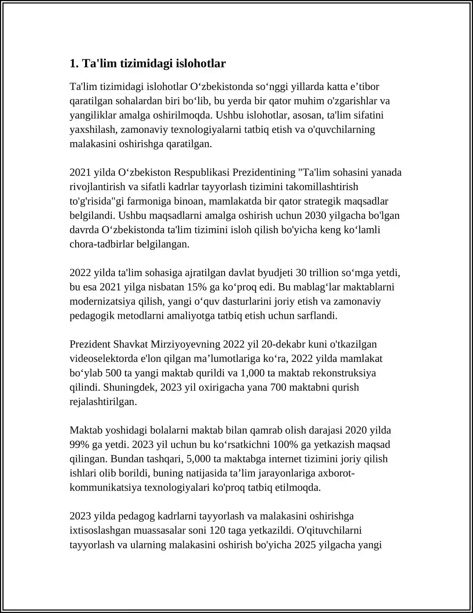 O'zbekistonda Ijtimoiy Sohada Amalga Oshirilayotgan O'zgarishlar Mazmuni va Mohiyati 3