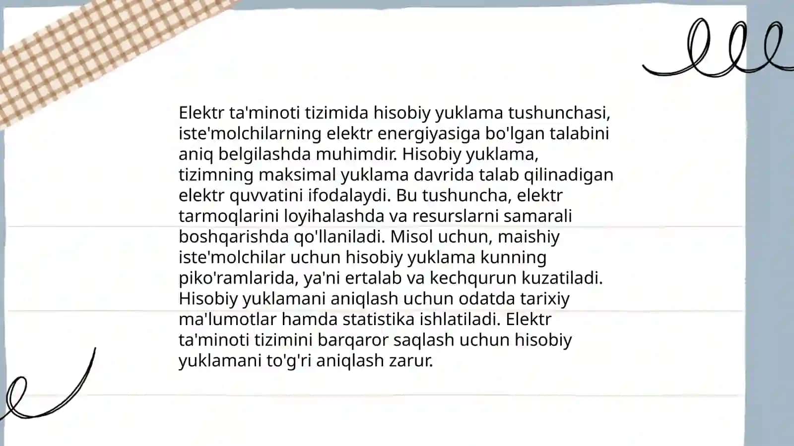 Elektr ta'minoti tizimida hisobiy yuklama va uni aniqlash usullari 3