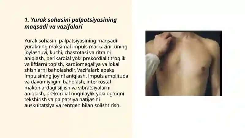 Yurak sohasini palpatsiyasi 3