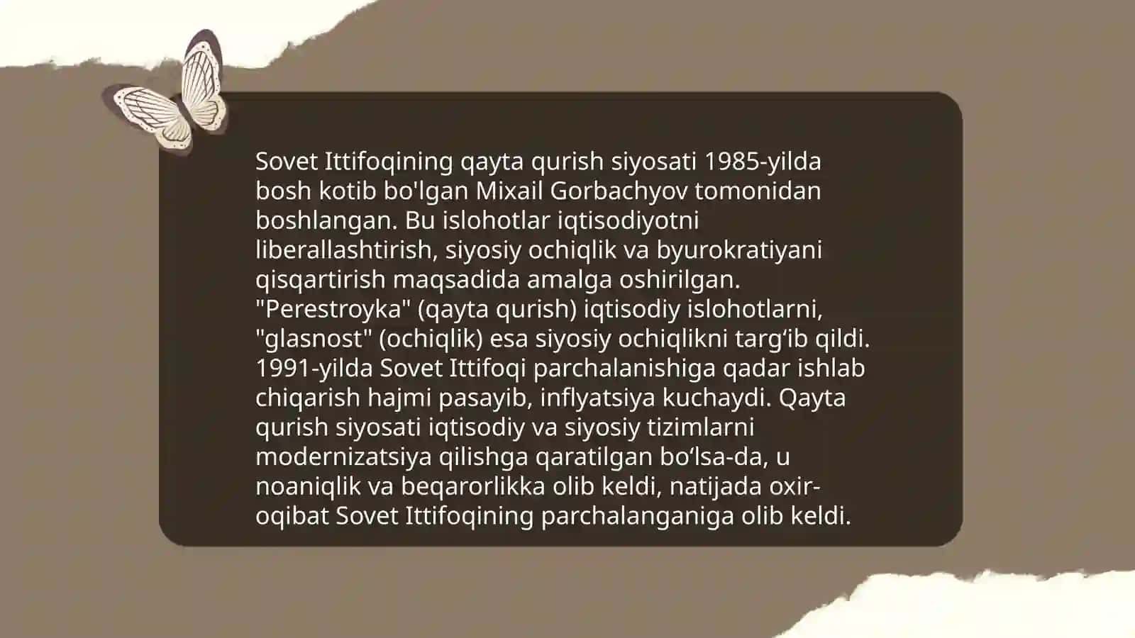 Sovet Ittifoqing Qayta Qurish Siyosati 3