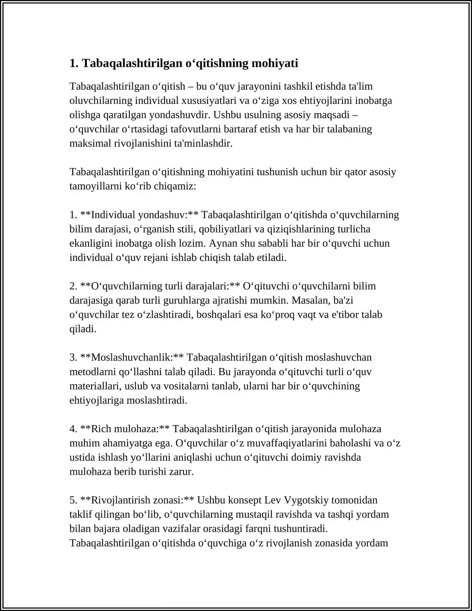TABAQALASHTIRILGAN O’QITISH TEXNALOGIYASI 3