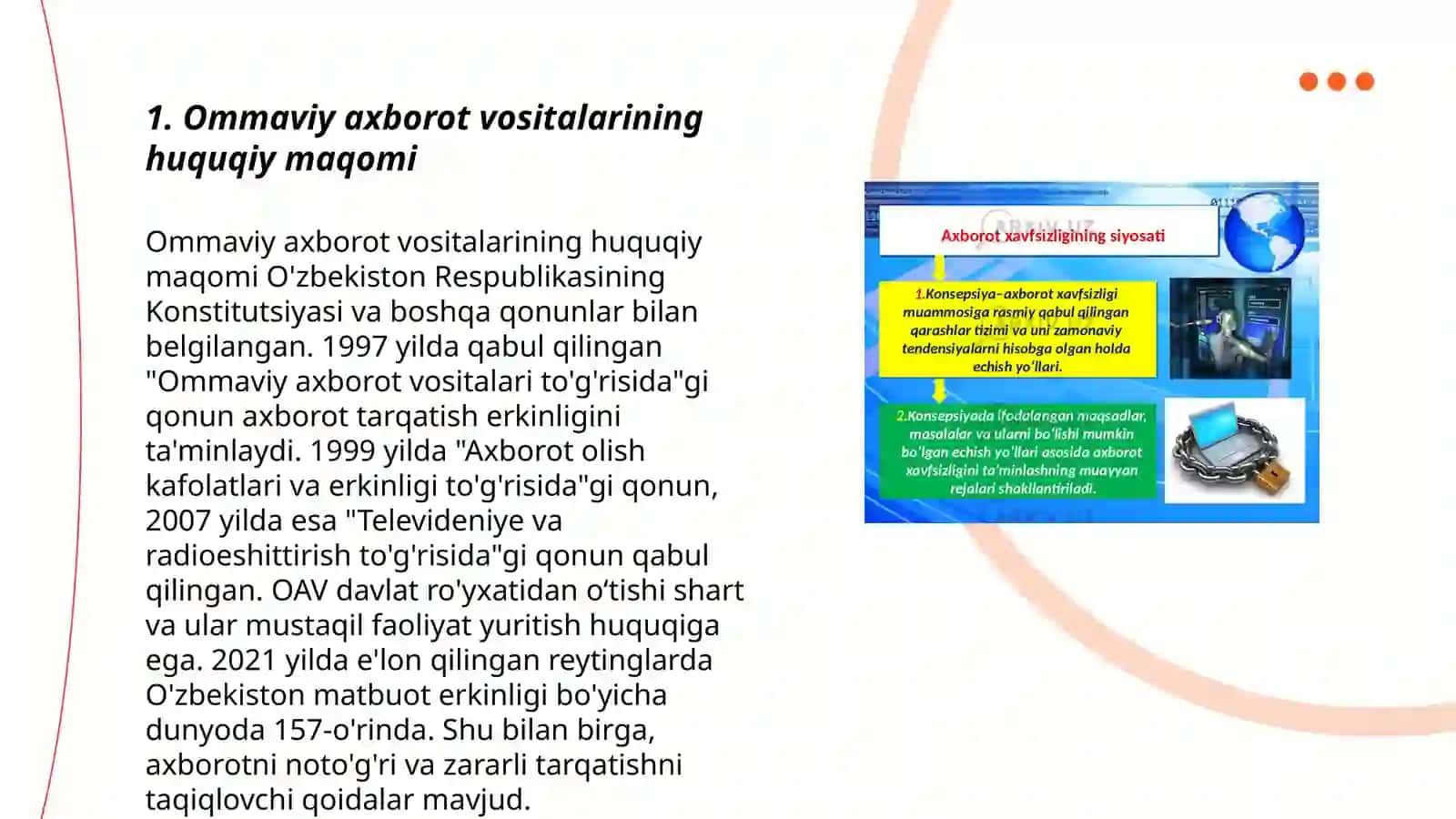Ommaviy axborot vositalarining huquqiy maqomi 3