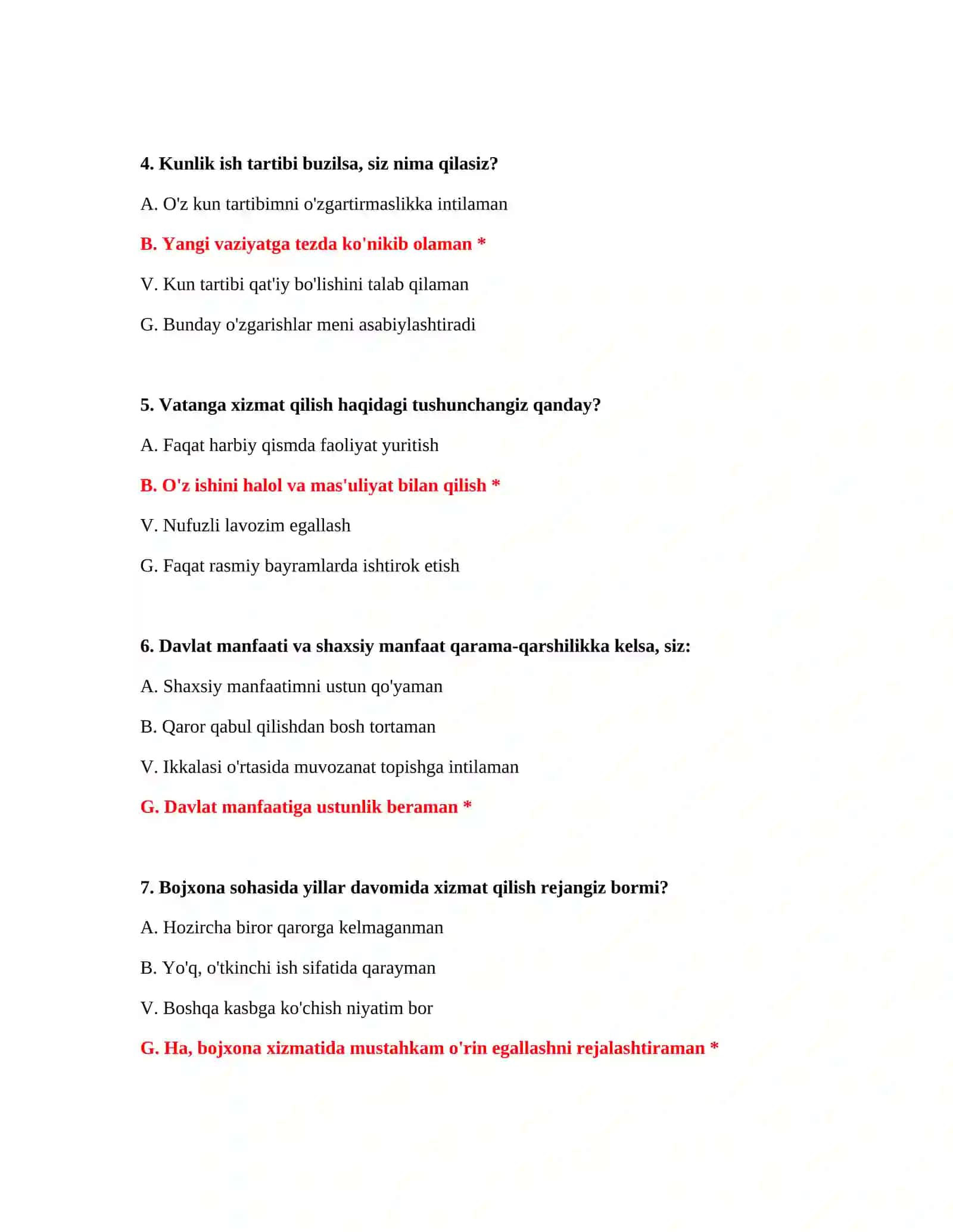 Bojxona organlariga ishga kirish test savollari 3