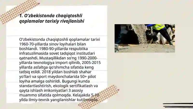O'zbekistonda chaqiqtoshli qoplamalar konstruksiyalarining rovojlanishi 3