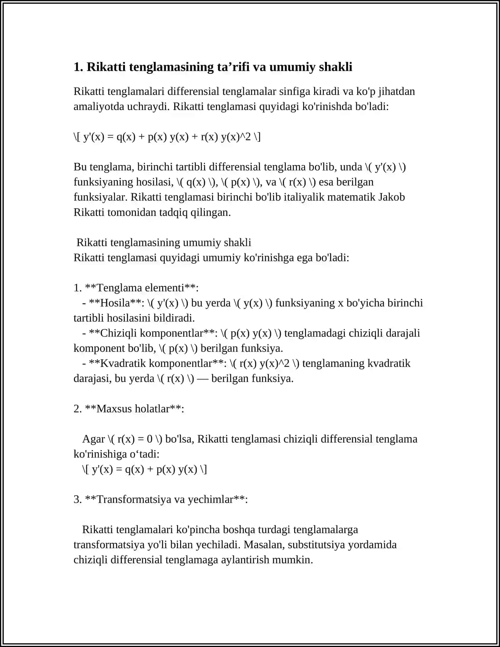 Rikatti tenglamasi 3