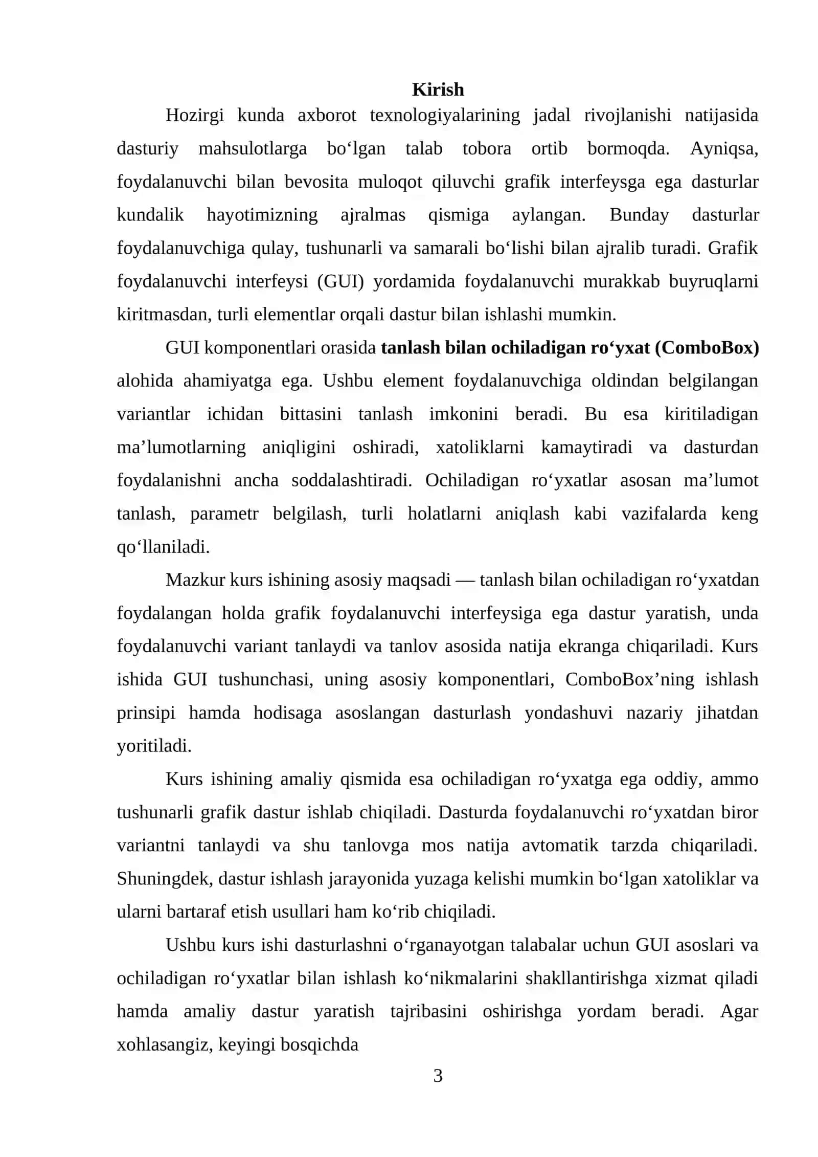 Tanlash bilan ochiladigan ro'yxat: variantlarni tanlash va natijani chiqarish uchun ochiladigan ro'yxat bilan GUI yarating 3