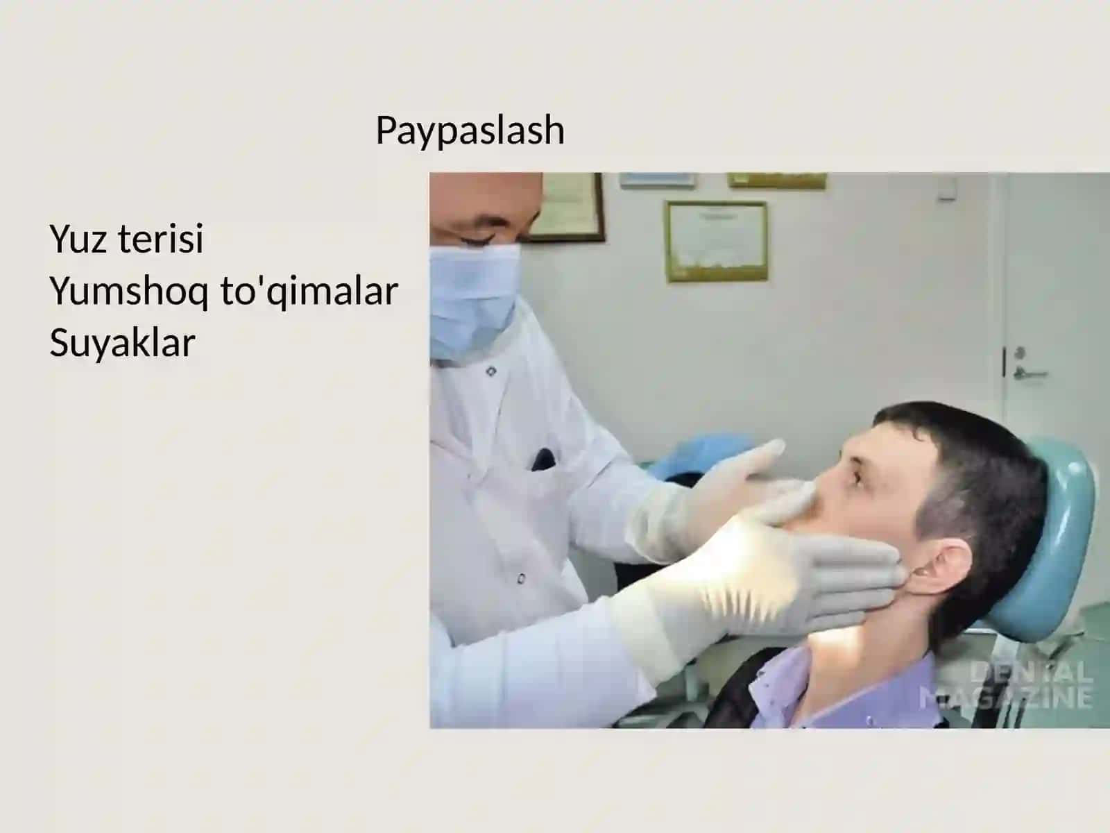 YUZJAG'SOHASINITEKSHIRISHUSULLARI.TISHKASALLIKLARI:KARIES,PULPIT,PERIODONTIT 3
