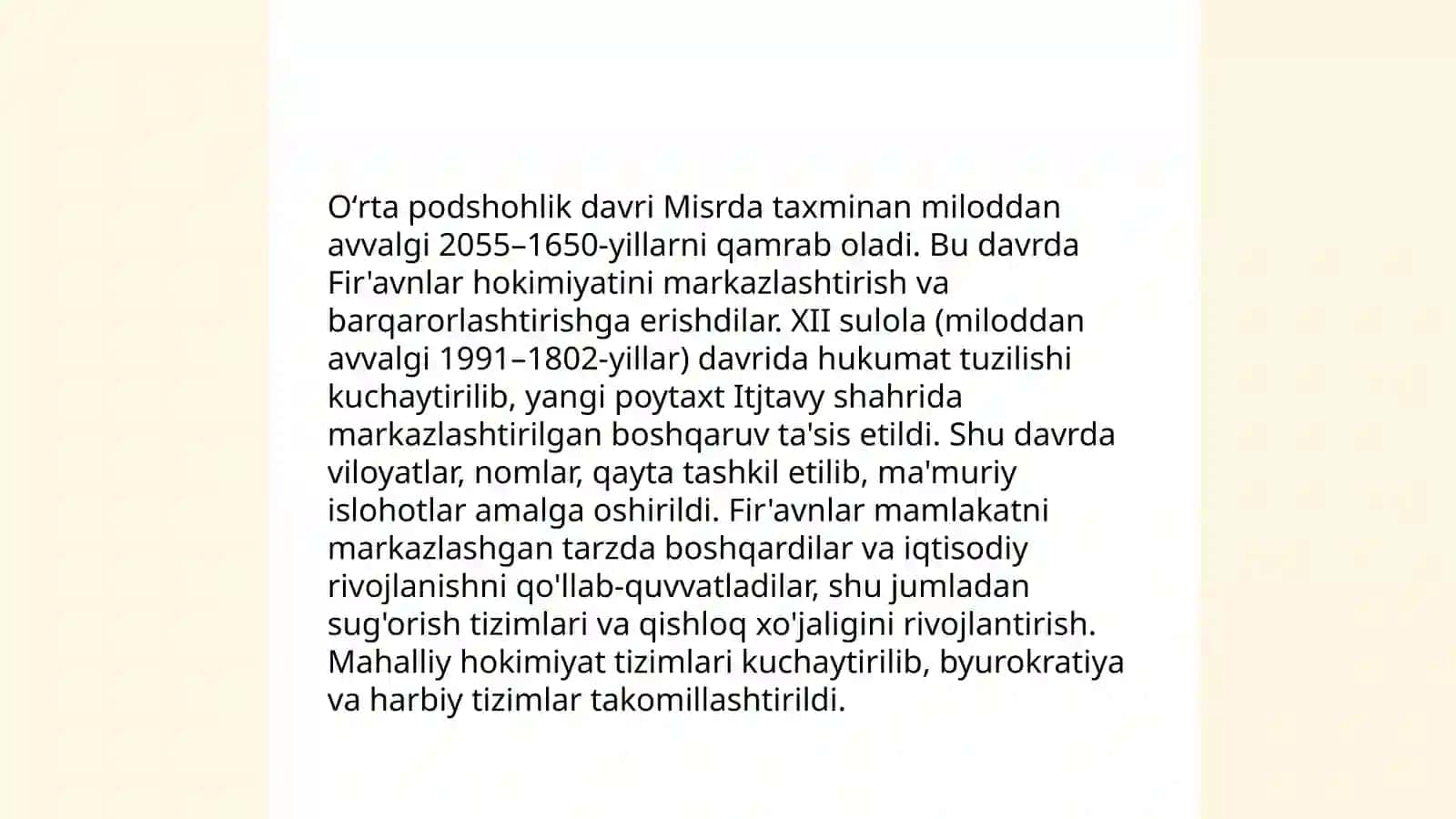Oʻrta va Yangi podshohlik davrida Misr sivilizatsiyasi 3