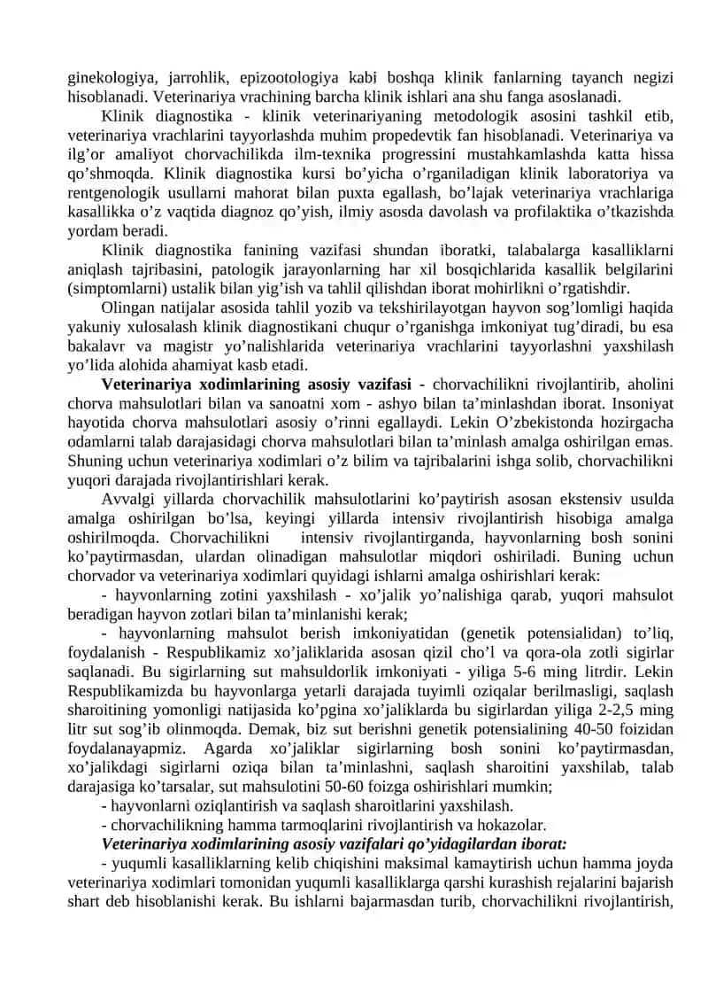 Veterinariya mutaxassislarini tayyorlash 3