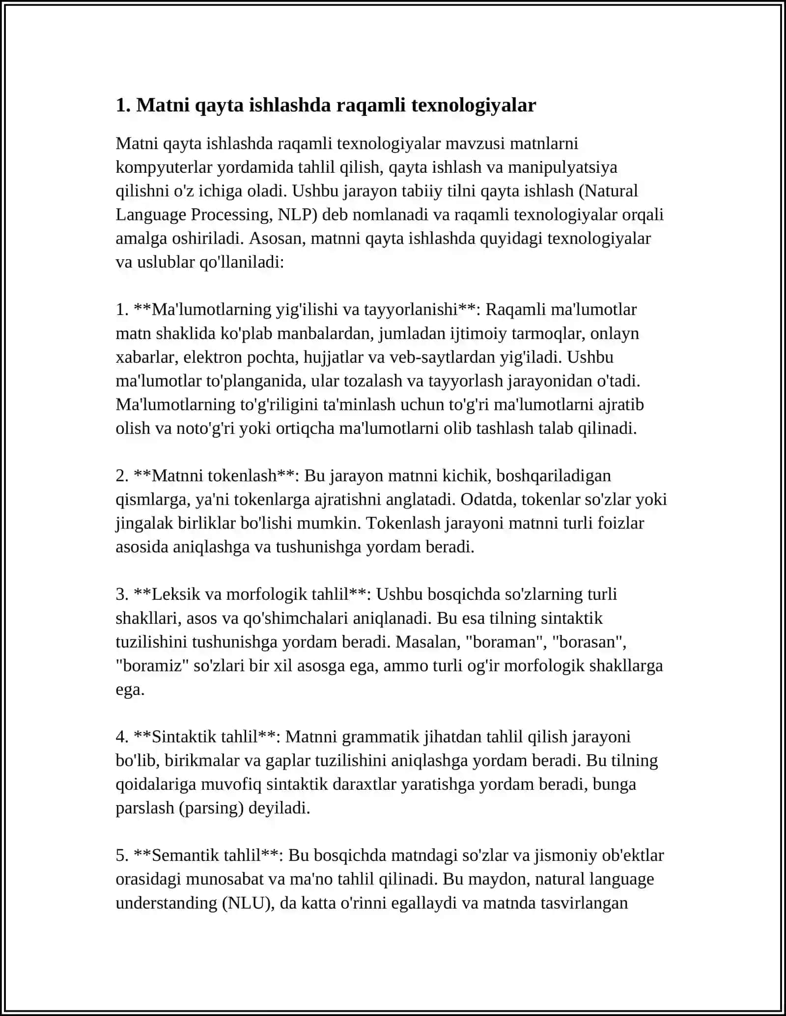 MATNI QAYTA ISHLASH TEXNOLOGIYASI 3
