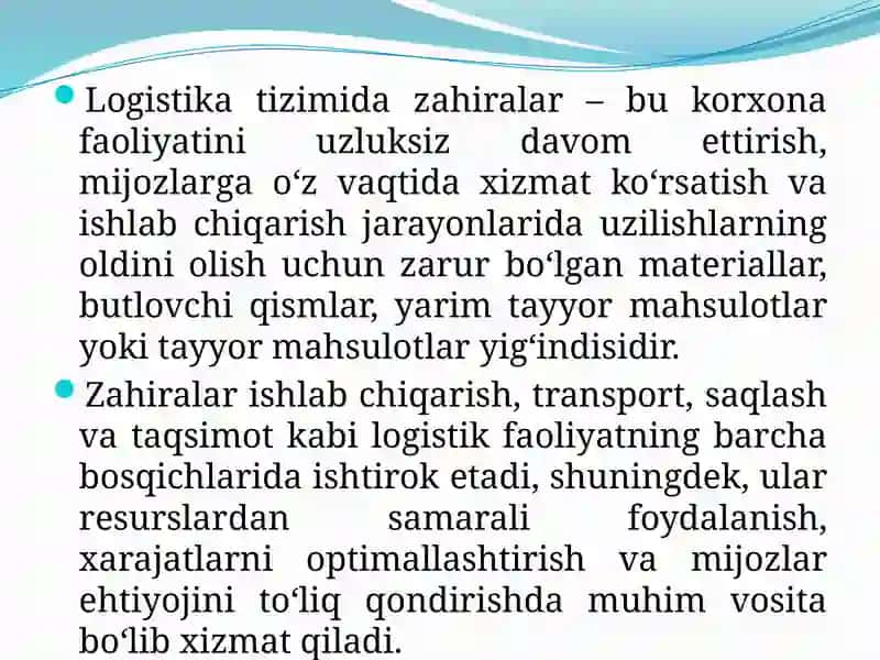 Zaxiralar Logistikasi 3