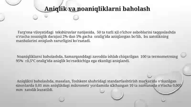 O'lchov asboblarining metrologik xususiyatlarini yakuniy shaklda taqdim etish 3