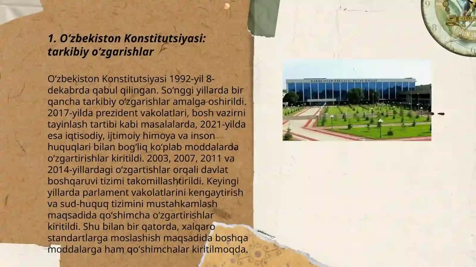 OʻZBEKISTON Respublikasi Konstitutsiyaga kiritilgan oʻʻzgarishlar 3