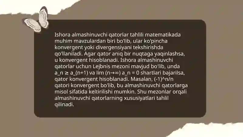 Ishora almashinuvchi qatorlar tahlili 3
