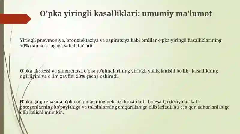 O'pkaning yiringli kasalliklari: o'pka absessi va gangrenasi 3