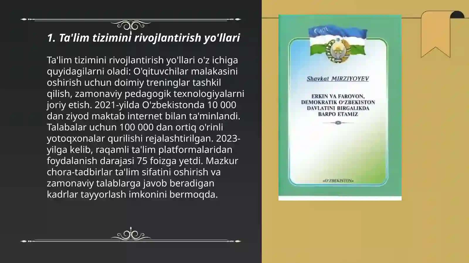 Kelajakni birga quramiz. Mustaqil O'zbekistonda erkin va farovon hayot barpo etish 3