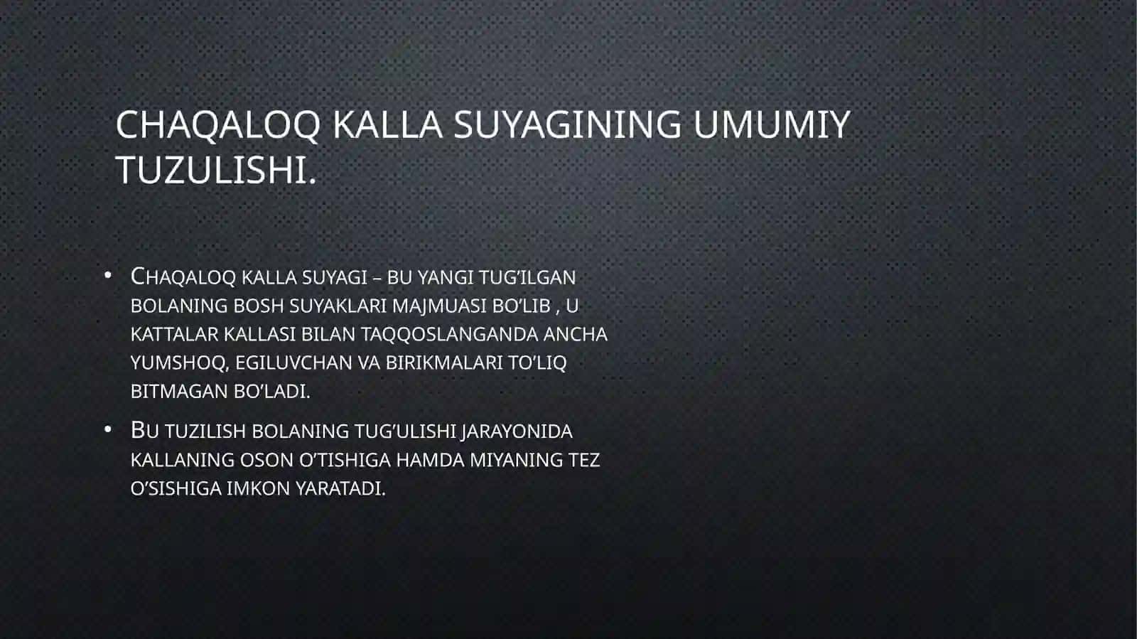 Chaqaloq kalla suyagi,tepa va pastki jag’ suyaklari 3