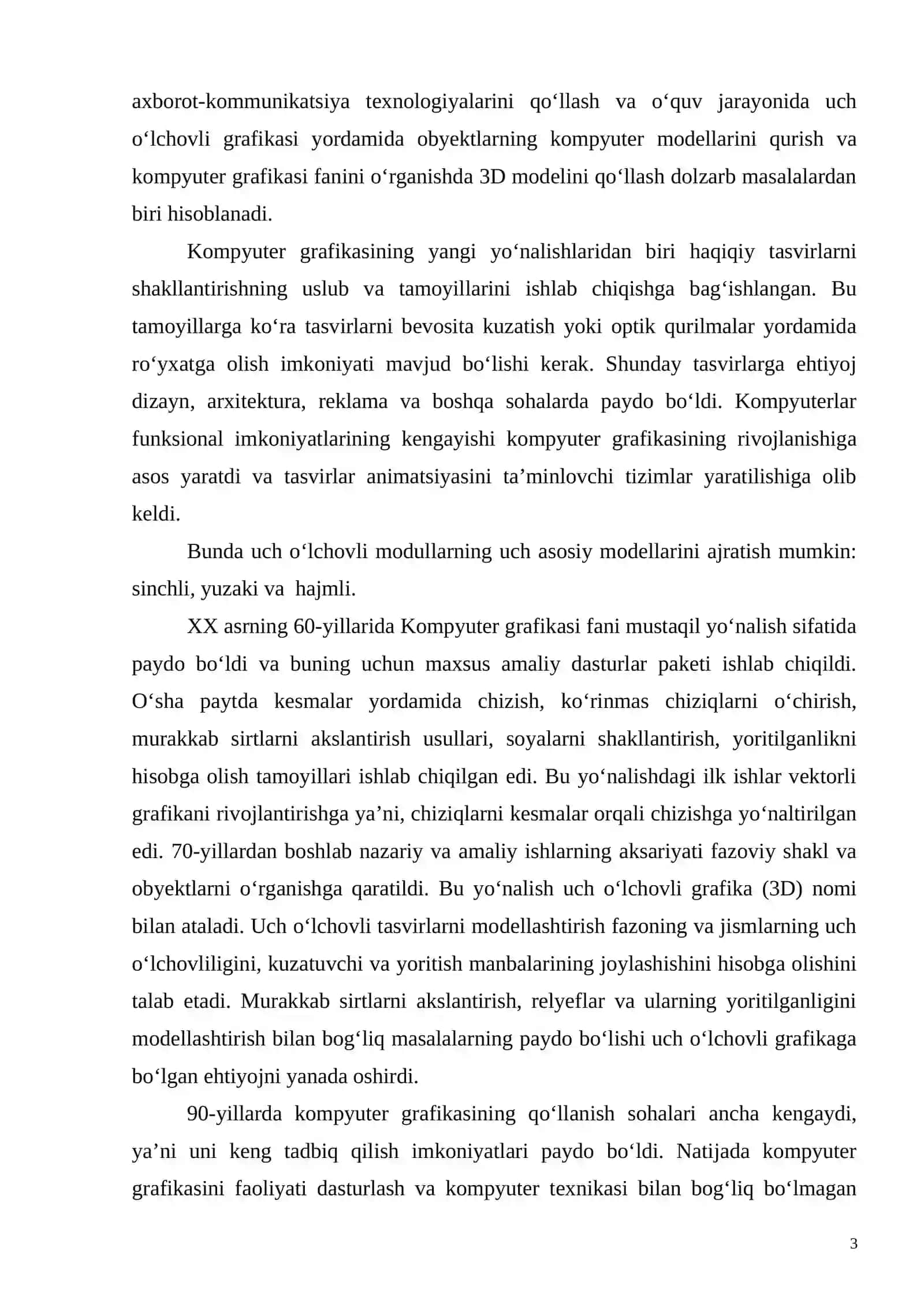 Virtual 3D universitet muhitida oʻquv jarayonini tashkillashtirish 3