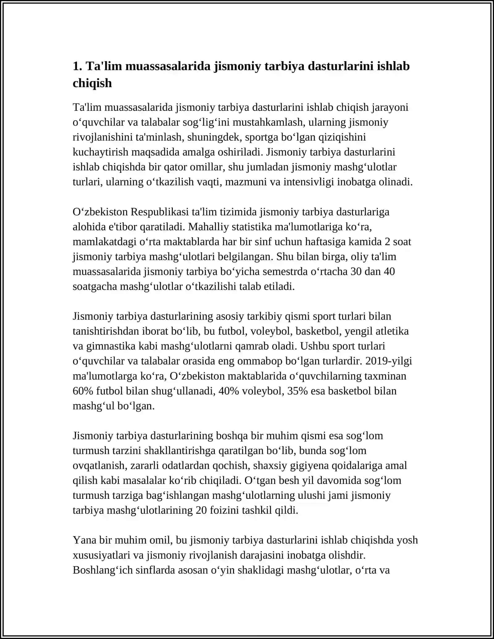 TA’LIM MUASASSASALARIDA JISMONIY TARBIYA MASHG‘ULOTLARINI TASHKIL ETISH YO‘LLARI VA VOSITALARI 3
