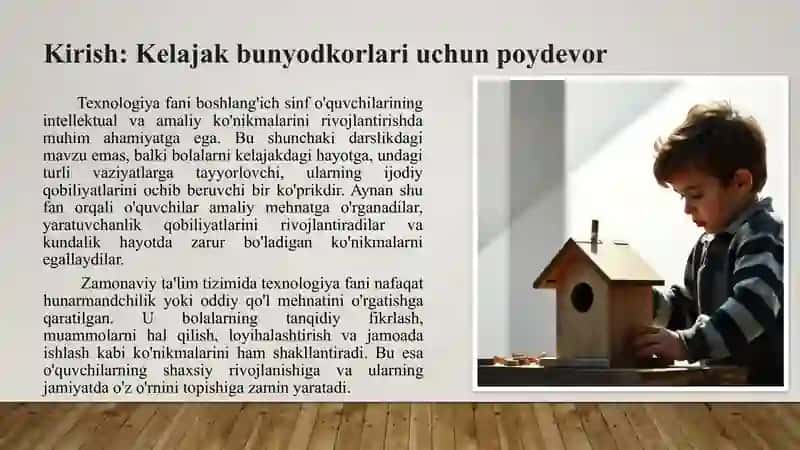 Boshlang'ich sinf texnalogiya darslarida mehnatga o'rgatish va innovatsion yondashish 3