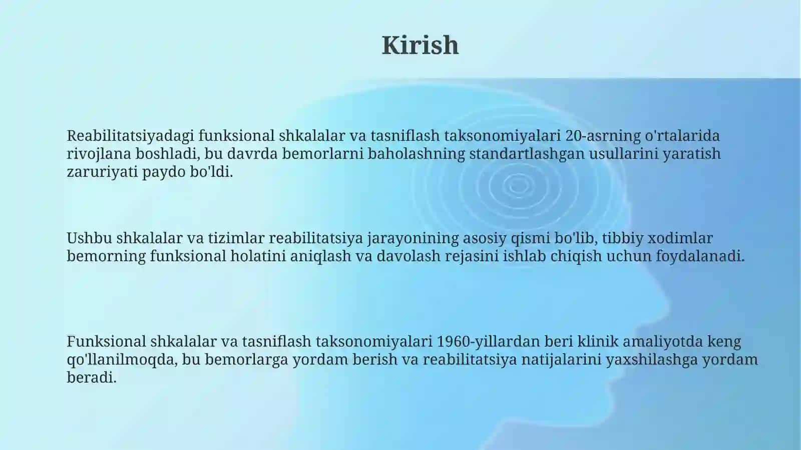 Reabilitatsiyada functional shkalalar va klassifikattsiya tasnifi 3