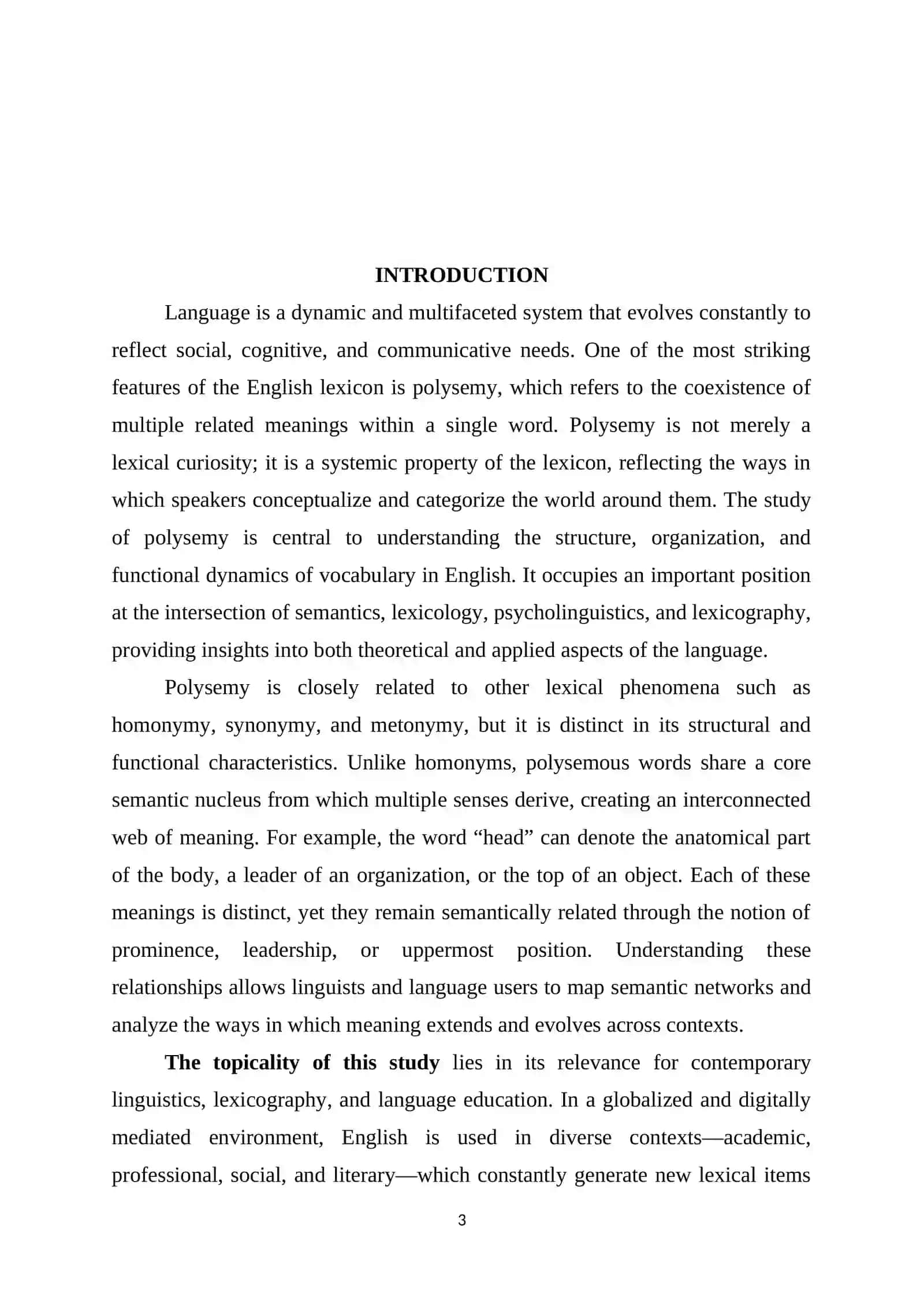 Polysemy as a systemic property of the English lexicon: semantic networks and sense relations 3
