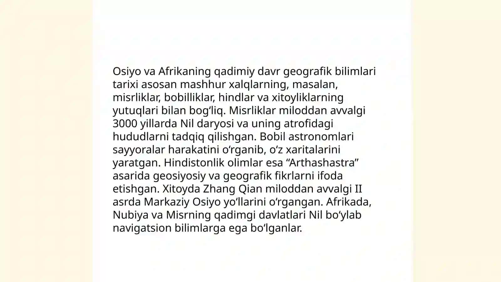 Osiyo va shimoliy Afrikaning qadimiy davlatlarida geografik bilimlarning paydo boʻlishi 3