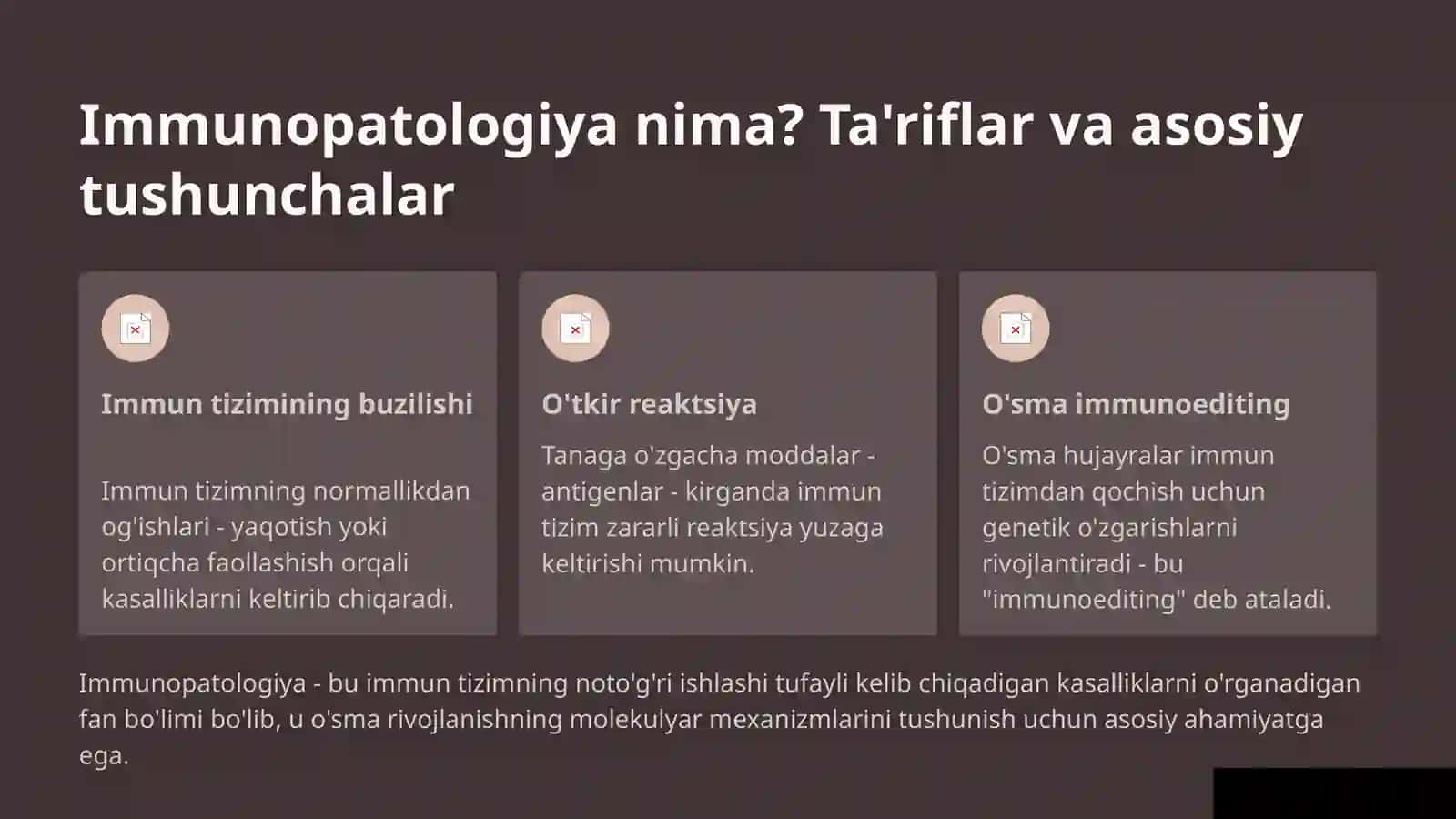 Immunopatologiya va o'sma hujayralar: Molekulyar mexanizmlar 3