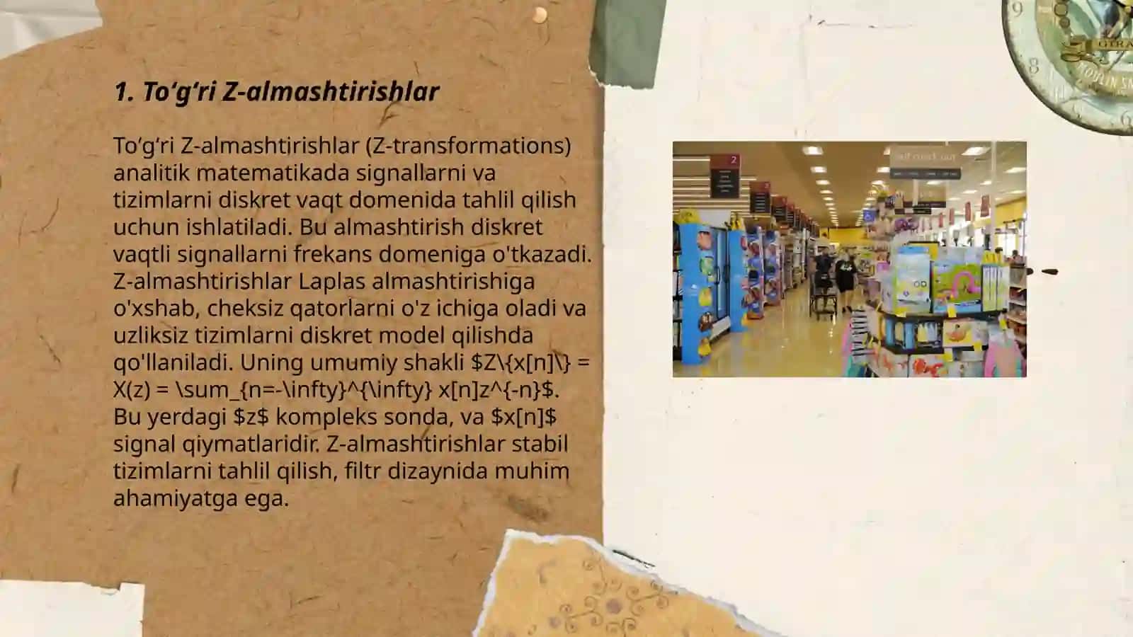 Toʻgʻri va teskari z-almashtirishlar 3