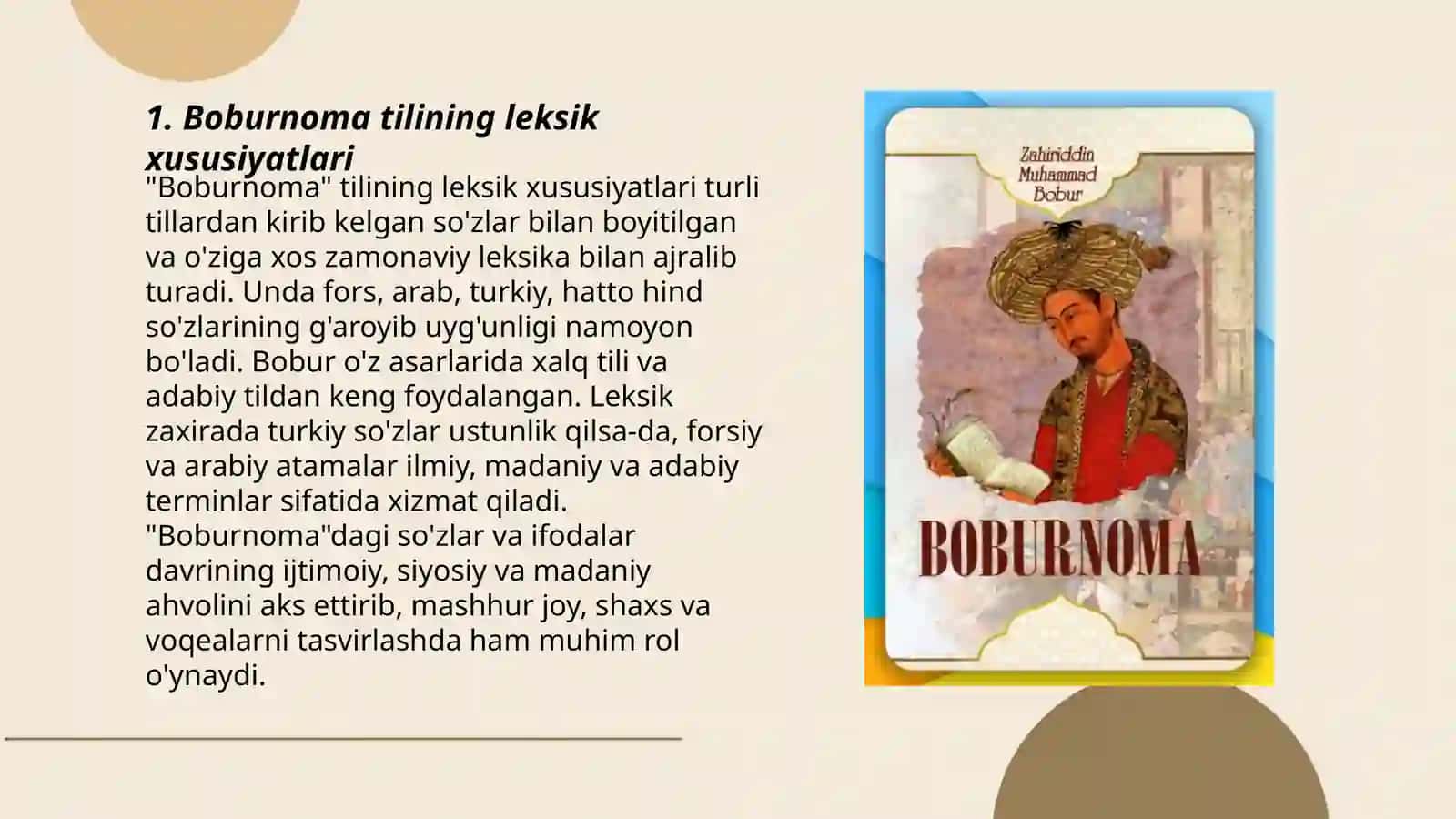 "Boburnoma" asarining til xususiyati 3