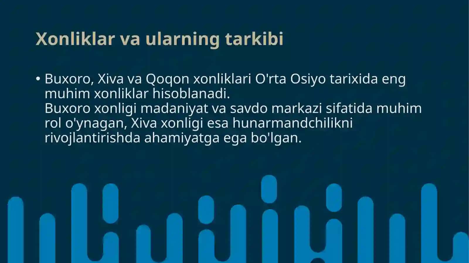 O'rta Osiyoning xonliklarga bo'linib ketishi. Uning sabablari va oqibatlari 3