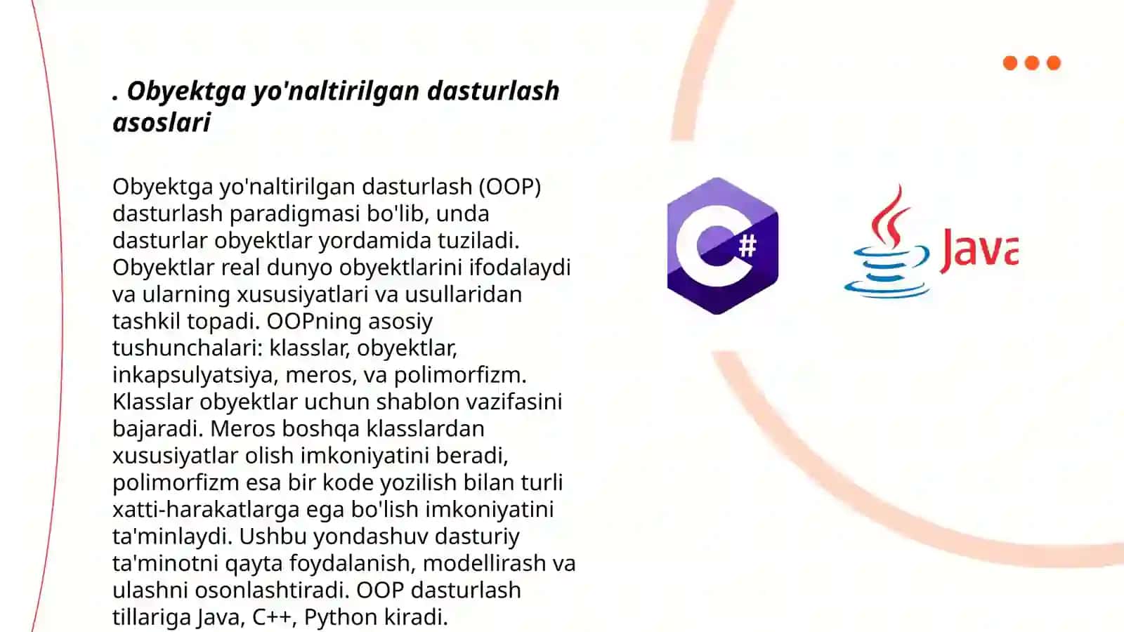 Obyektga yo'naltirilgan dasturlash asoslari 3