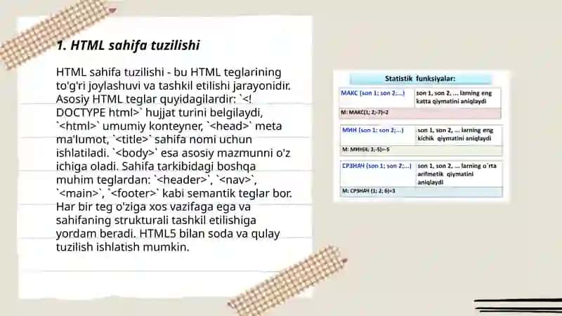 HTML teglar bilan ishlash va misollar 3
