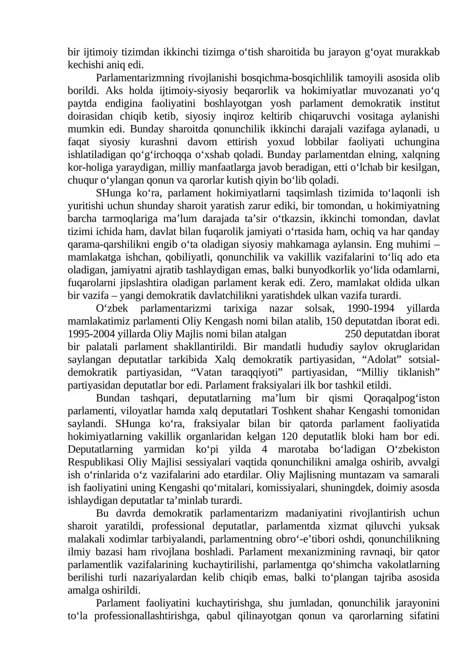 O‘zbekistonda demokratik, fuqarolik jamiyati asoslarining shakllantirilishi, amalga oshirilgan siyosiy o‘zgarishlar 3
