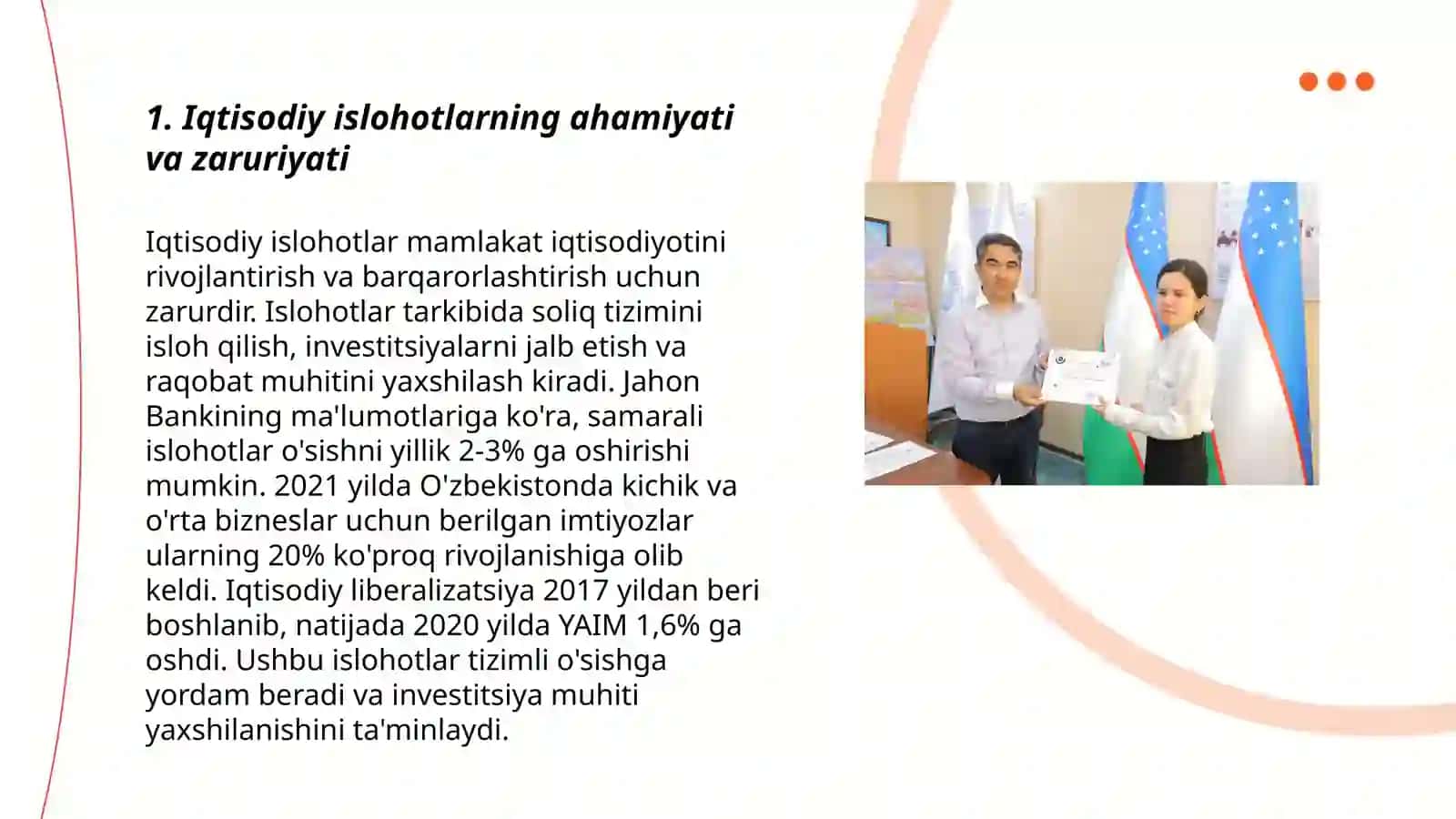 Iqtisodiy islohotlar,xususiy mulkchilikning shakllanishi.O‘zbekistonda bozor munosabatlari 3
