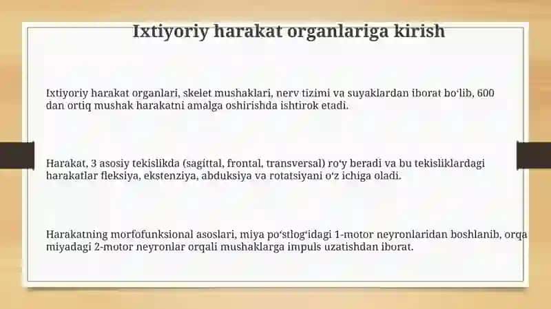 Ixtiyoriy harakat organlariga umumiy morfofunksional tavsif 3