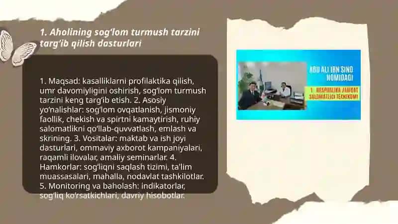 Jamoat salomatligi va valeologiya: aholining soĝlomlik darajasini oshirish dasturlari 3