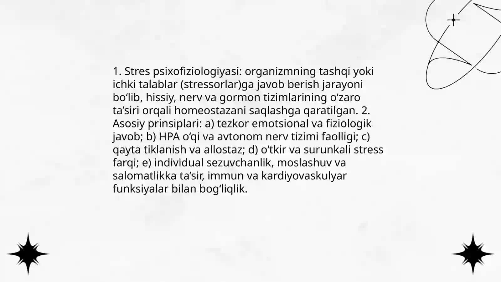 Stress psixofiziologiyasi.Stressning kelib chiqish mexanizmlari 3