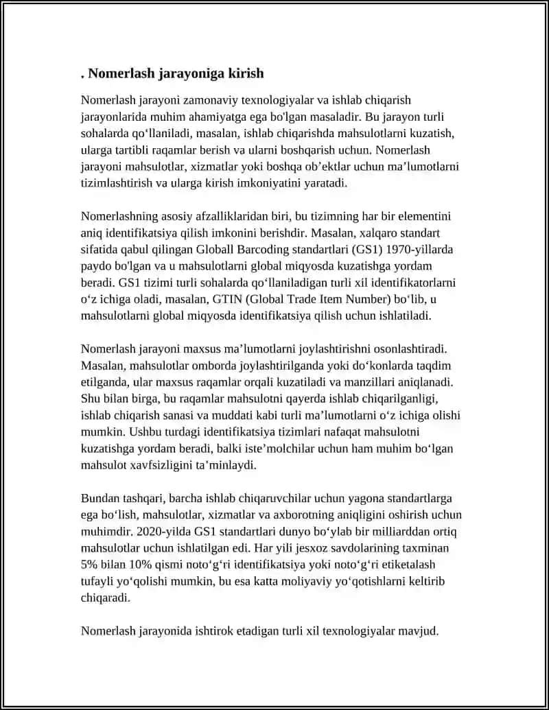 NOMERLASHGA OʻRGATISHGA TAYYORGARLIK 3