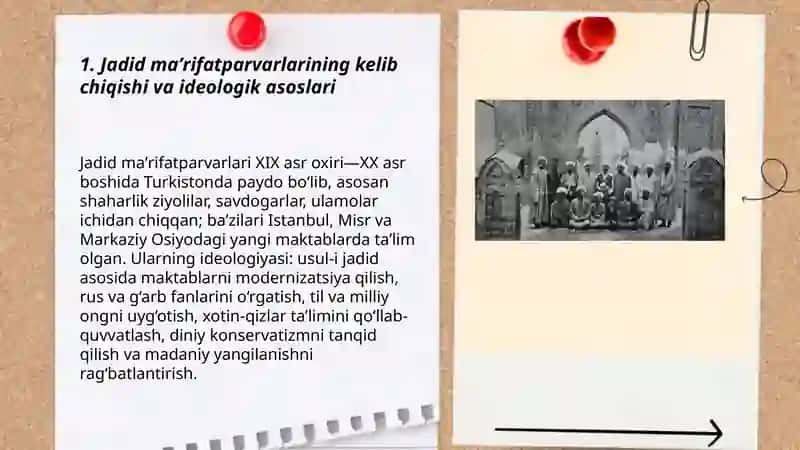 Jadid maʼrifatparvarlarining faoliyati va ularning maʼrifiy va madaniy sohada tutgan oʻrni 3