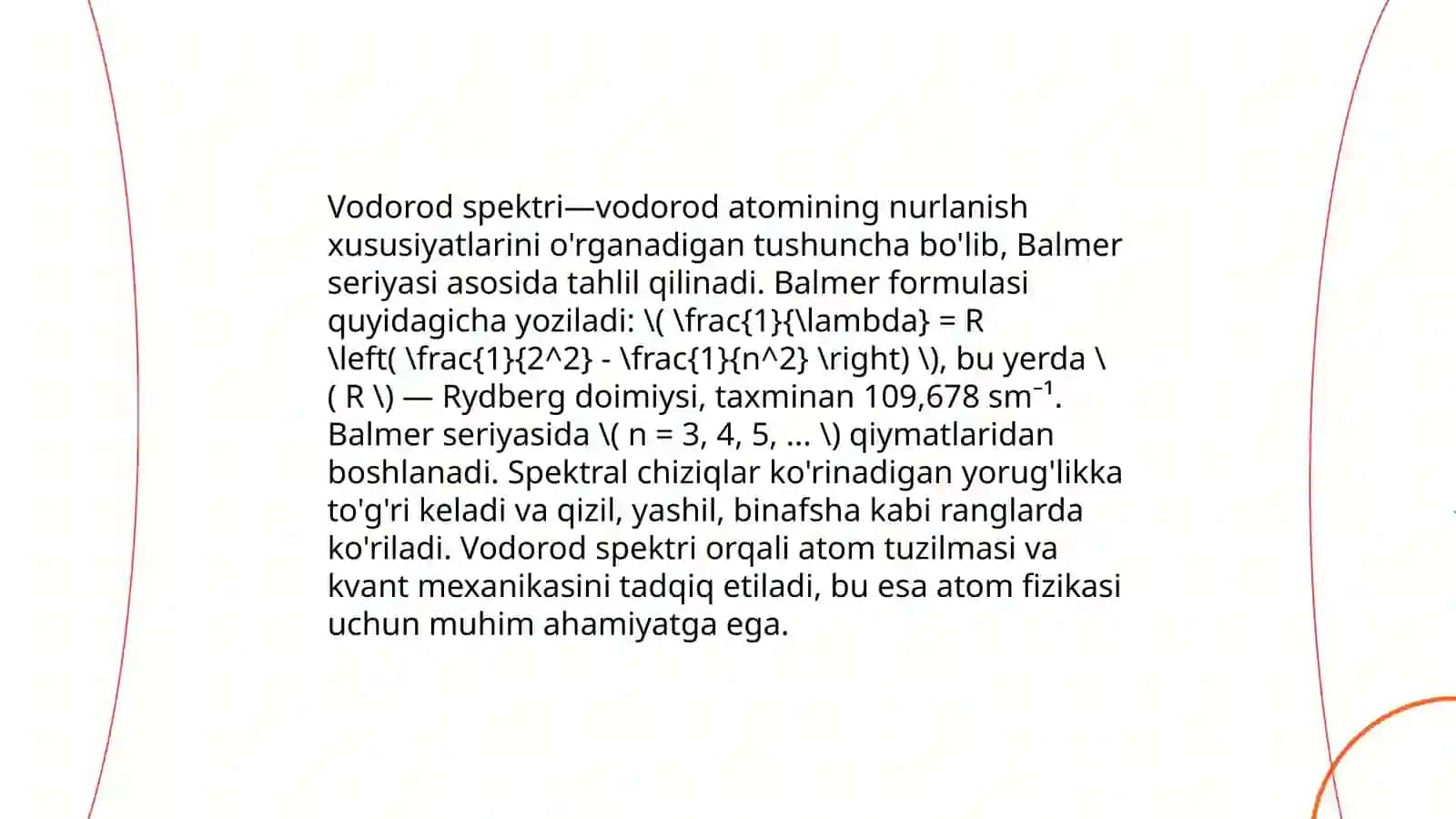Vodorod va boshqa metalmas elementlar spektrlari 3
