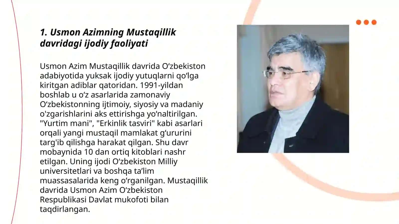Mustaqillik davri drammaturgiyasi usmon azim bir qadam yo'l asari tahlili 3