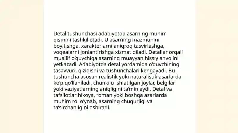 Detal tushunchasi va uning adabiyotdagi o‘rni 3