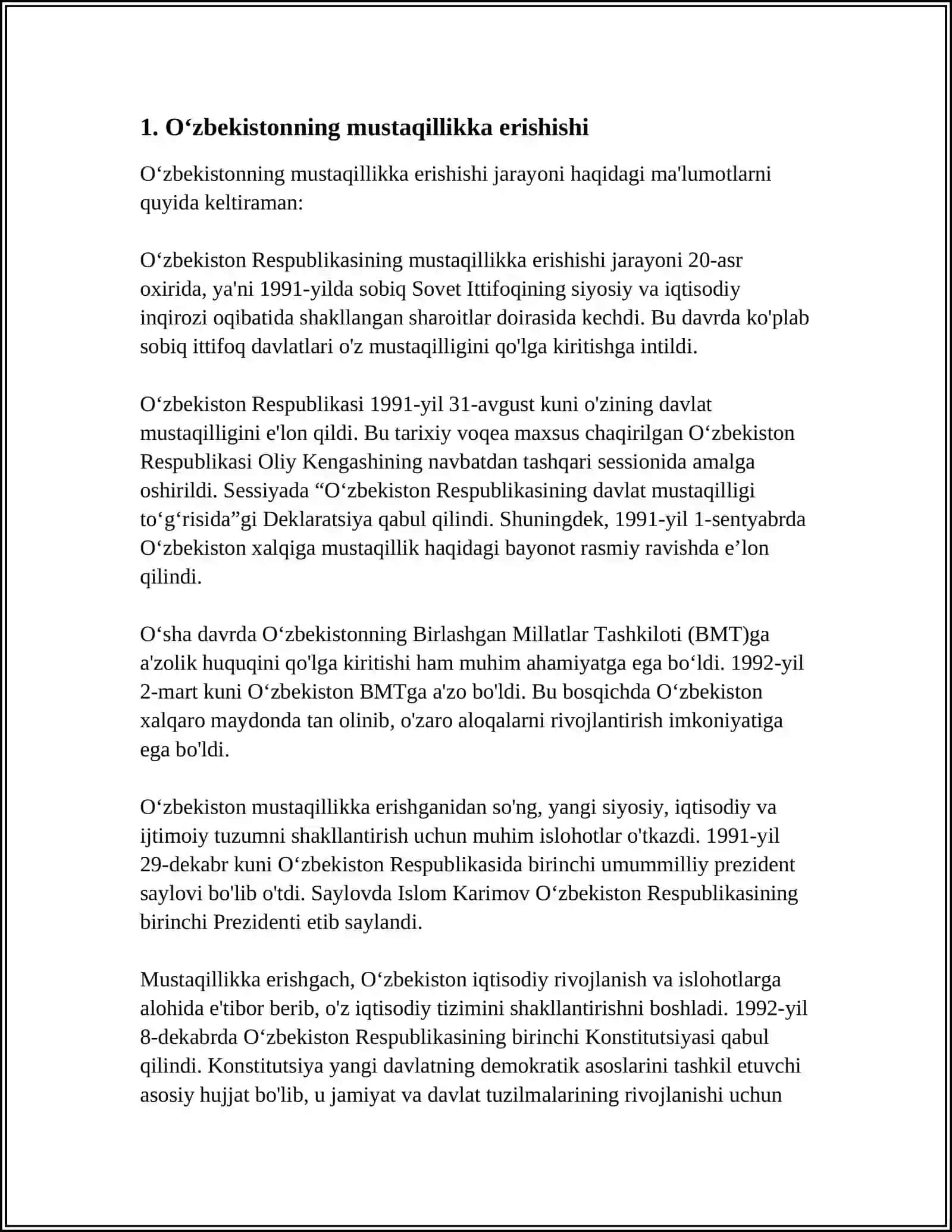 OʻZBEKISTON MUSTAQIL DAVLAT 3