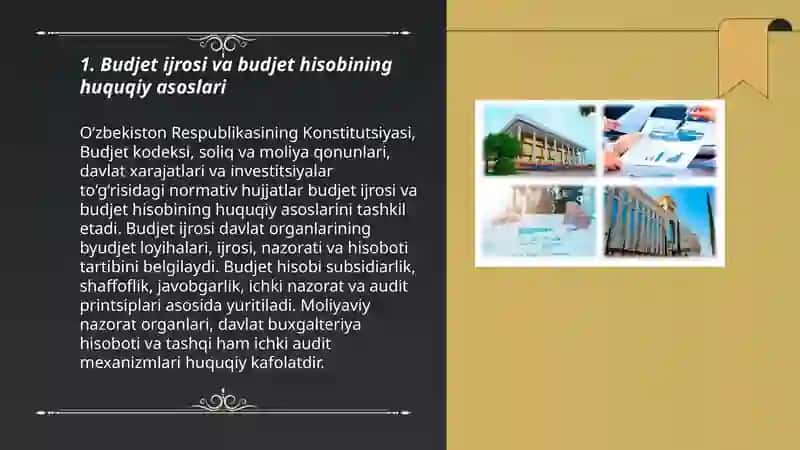 Davlat budjeti va davlat maqsadli jamgarmalari budjet ijrosi boyicha budjet hisobini tashkil etish 3