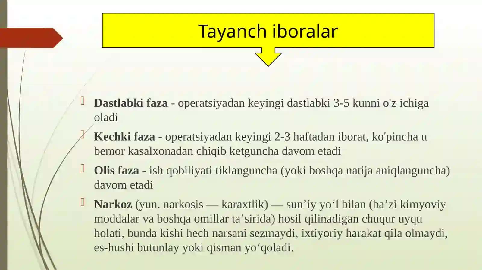 Xirurgik yo’l bilan davolanayotgan bemorlarda hamshira ishining xususiyatlari. Operatsiyadan keyingi davr 3