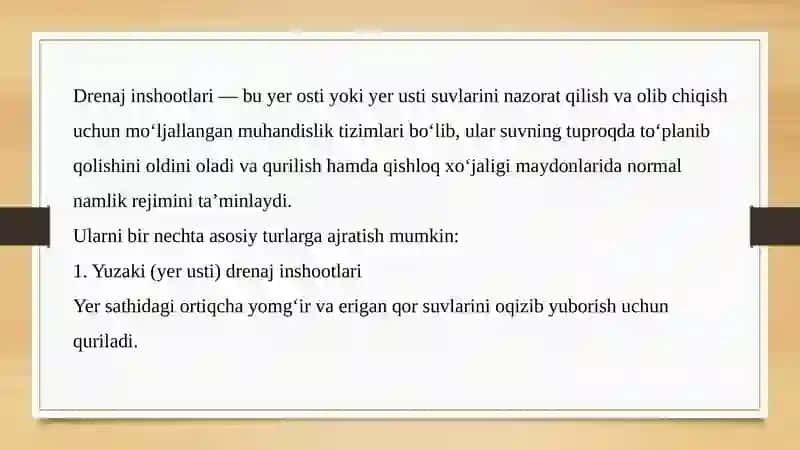 Drenaj Inshootlarining Turlari 3