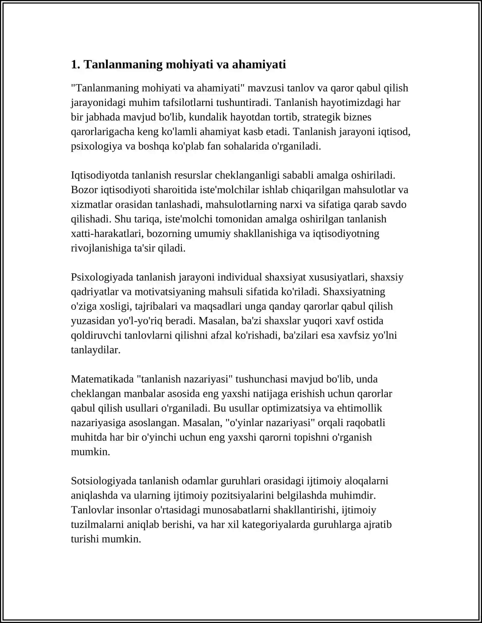 TANLANMANING REPREZENTATIVLIGI VA UNI HOSIL QILISHNI USULLARI 3