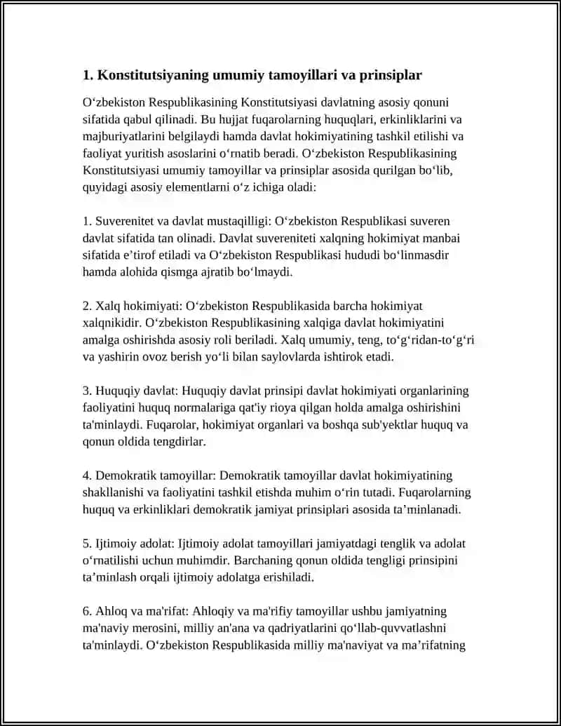 O'ZBEKISTON RESPUBLIKASI KONSTITUTSIYASINING ASOSIY QONUNI 3